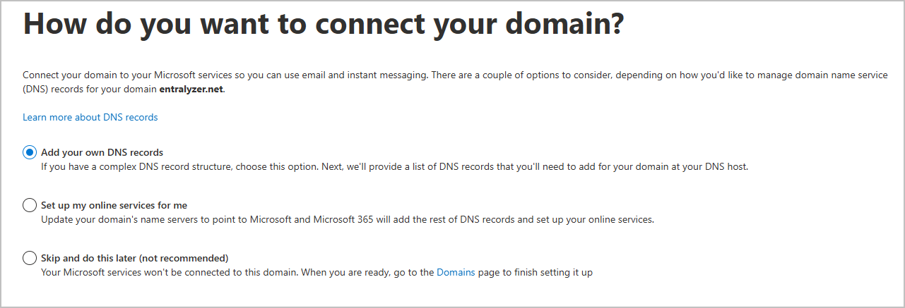 choose how to connect domain
