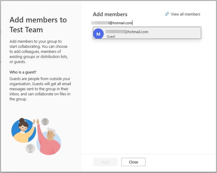 search and add guest account