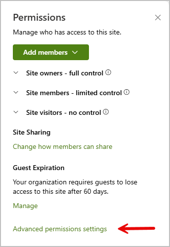 sharepoint advanced permission settings