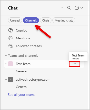 Teams Channel Settings