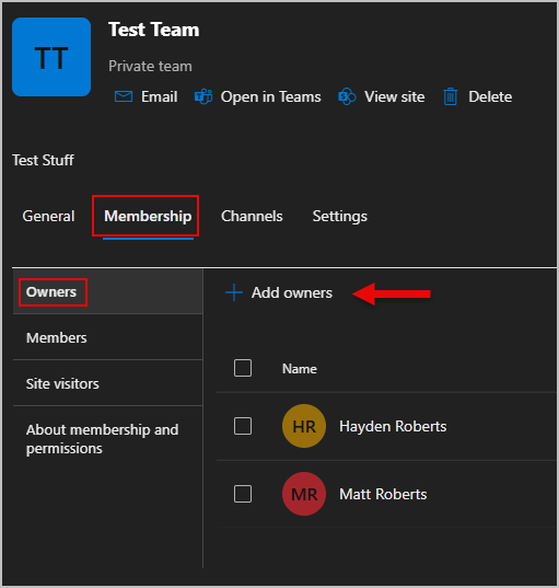 select membership tab