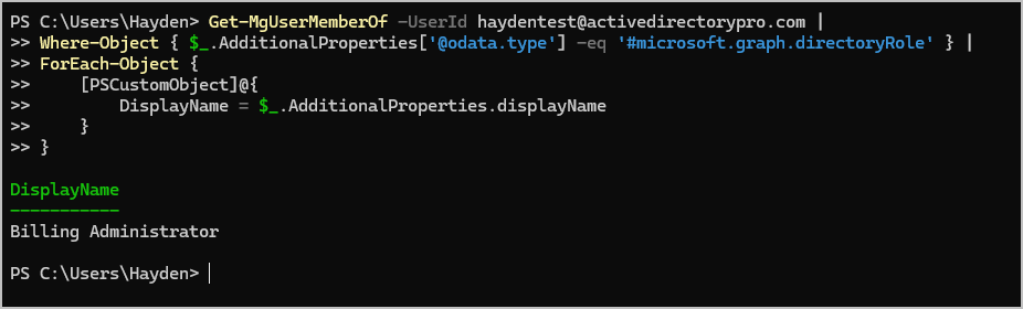 verify role with powershell