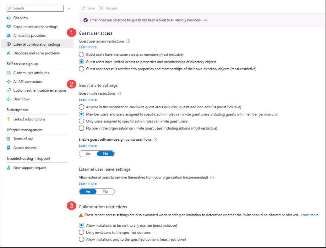 External Collaboration Settings