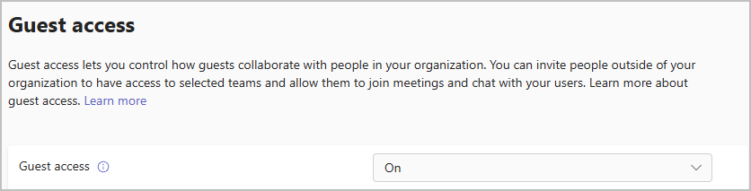 Teams Settings guest access