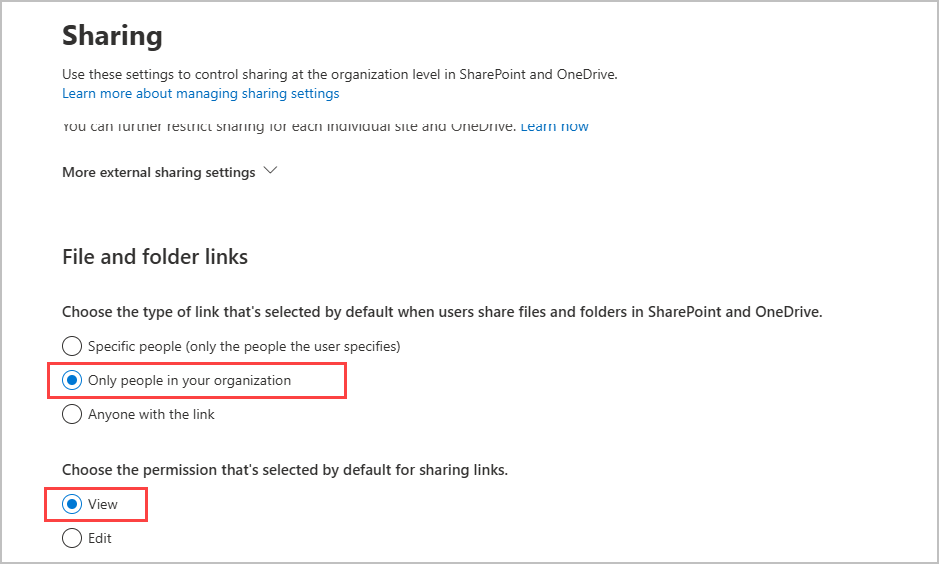 link sharing settings