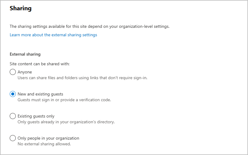 Set site-level sharing settings