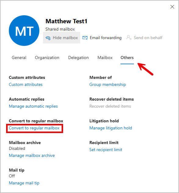 Convert to Regular Mailbox
