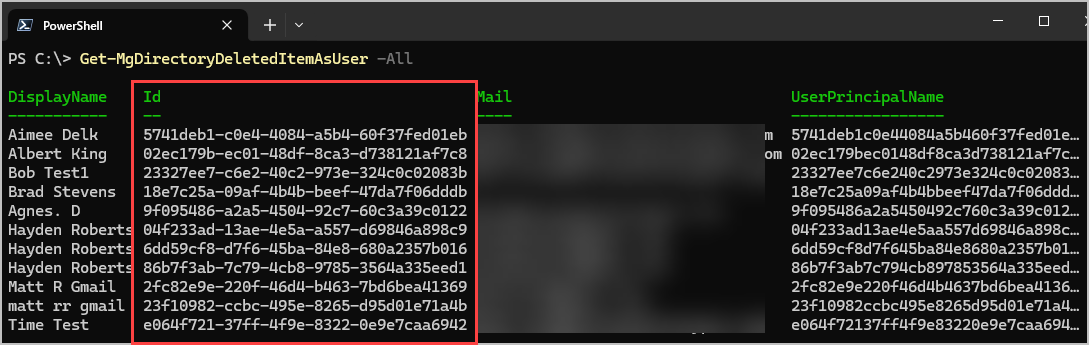 find user id with powershell