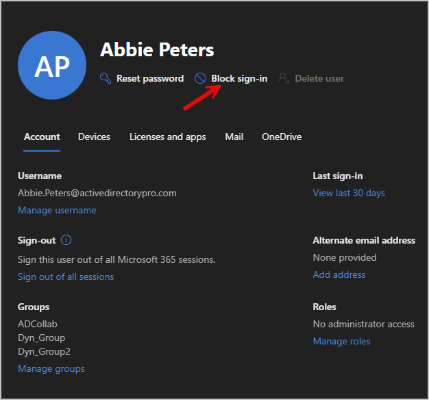 select block sign in