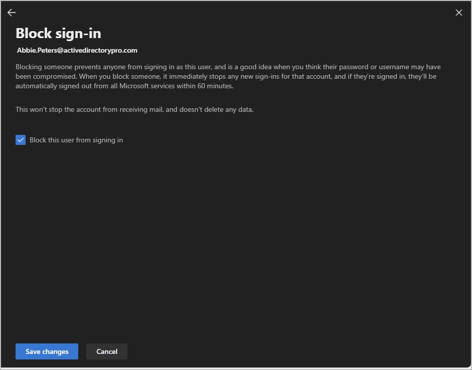 select block user from sign on