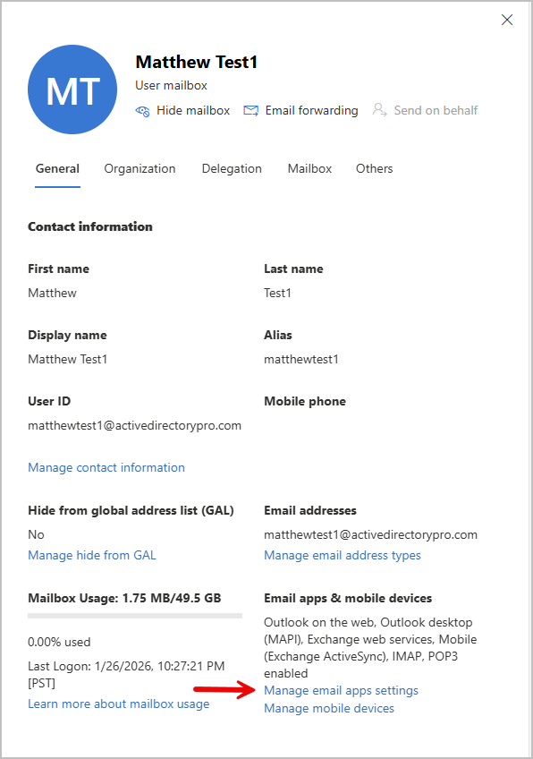 manage email app settings