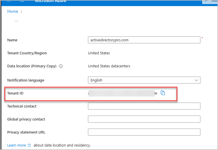 azure portal tenant id