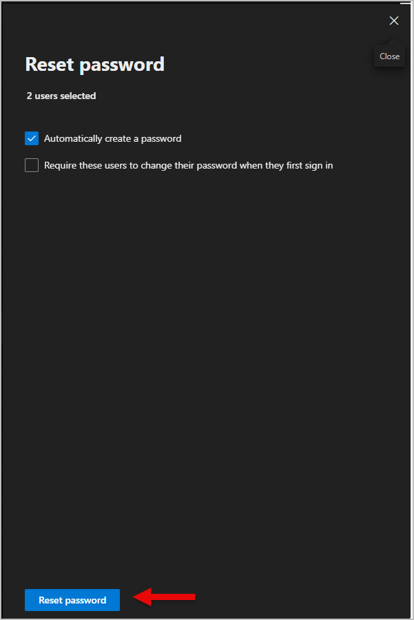 select create new password