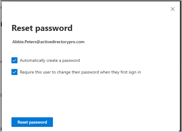 select reset password