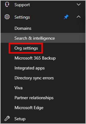 org settings