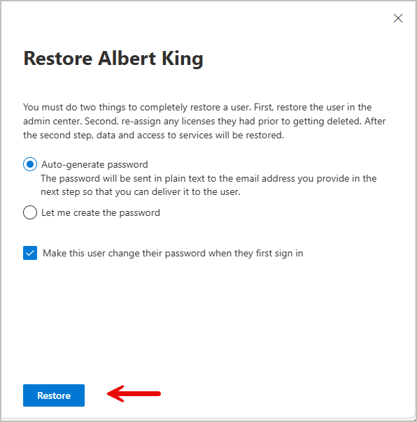 restore account