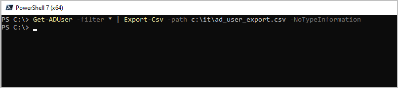 export ad users csv powershell example