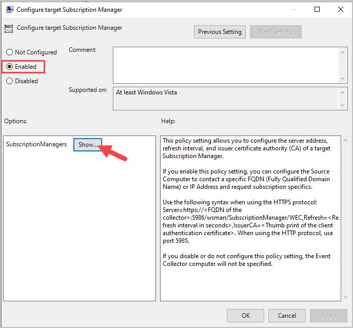 target subscription server