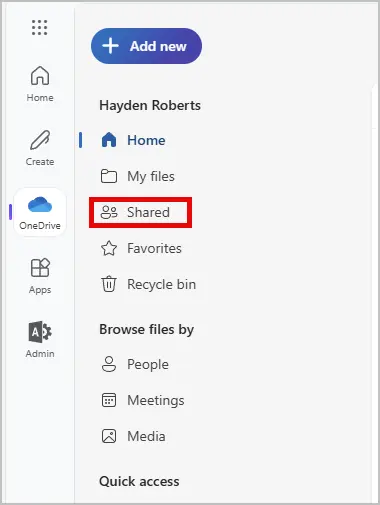 onedrive shared folder