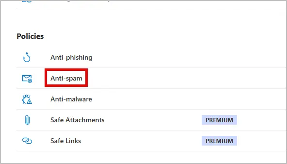 policies anti spam