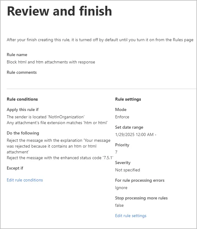 review mail flow rule