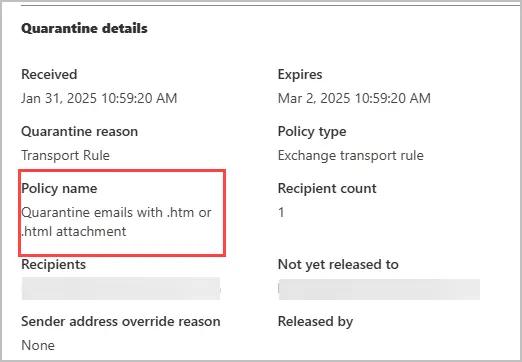 view quarantine html email