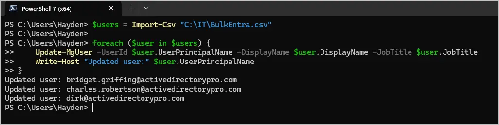 update-mguser example