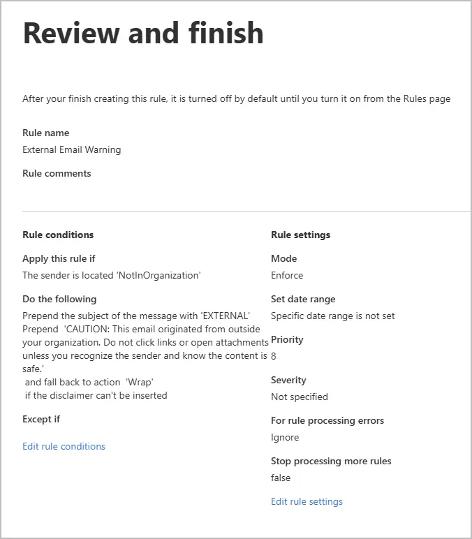 review rule settings
