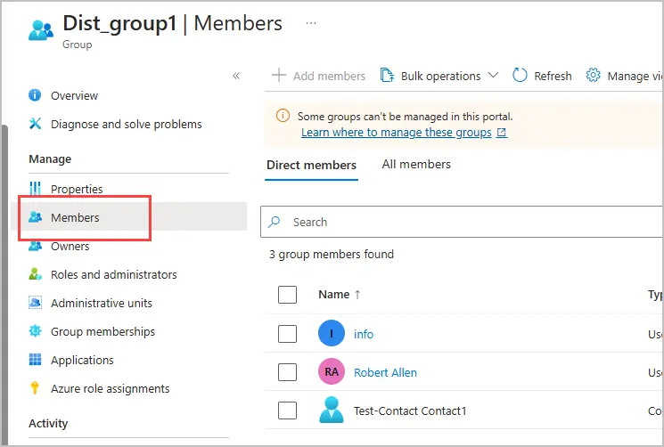 click on members