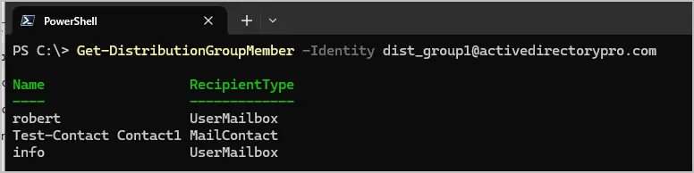powershell Get-DistributionGroupMember