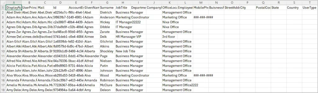 example export csv