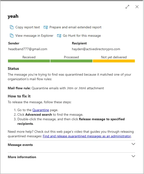 message trace details