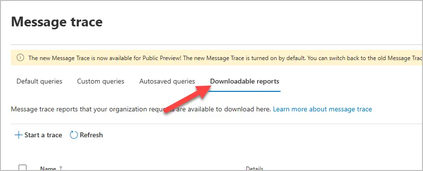 message trace download report
