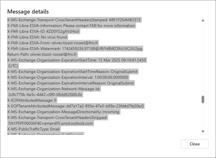copy message header
