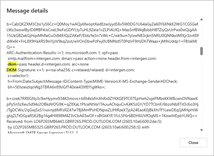 dkim message headers