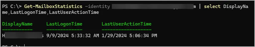 get mailbox lastlogon single user