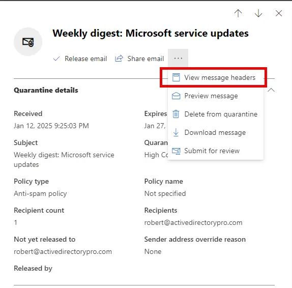 select view headers