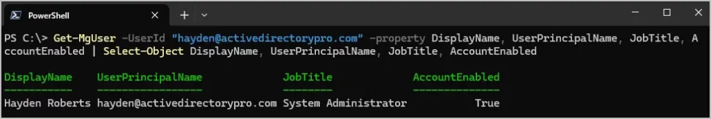 get specific user properties