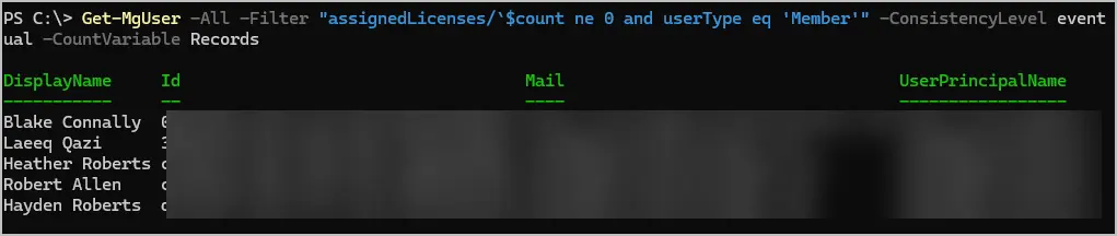 get licensed users 