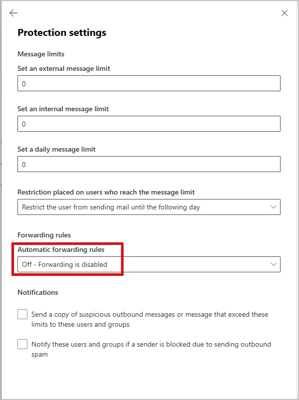 select Automatic forwarding rules