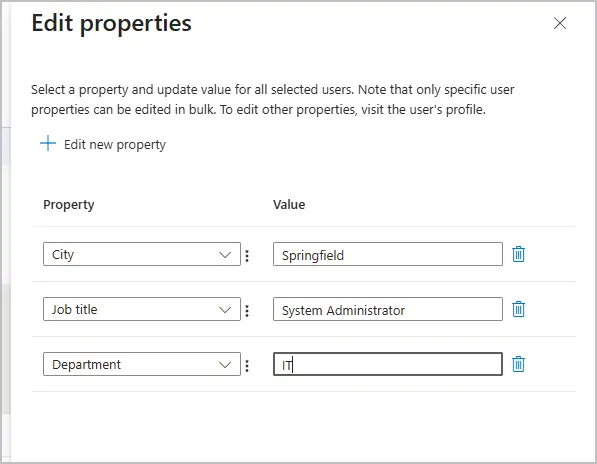 change user property value