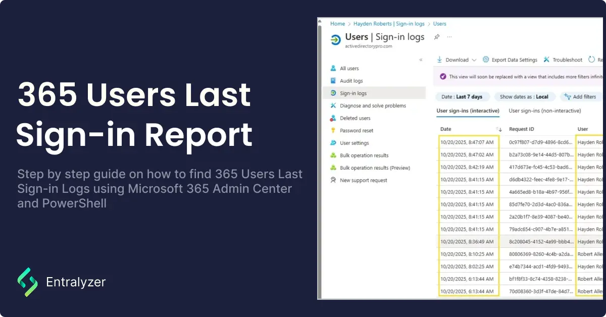 Get 365 users last logon date