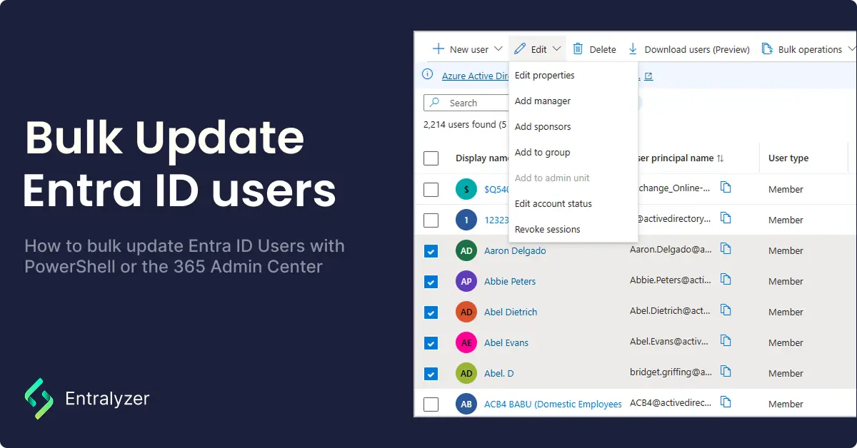 how to bulk update entra users